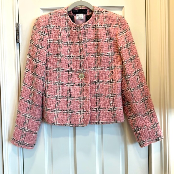 COLLECTION Harve Benard Boucle Pink Plaid Blazer for Work or Casual sz.4 - Picture 1 of 9